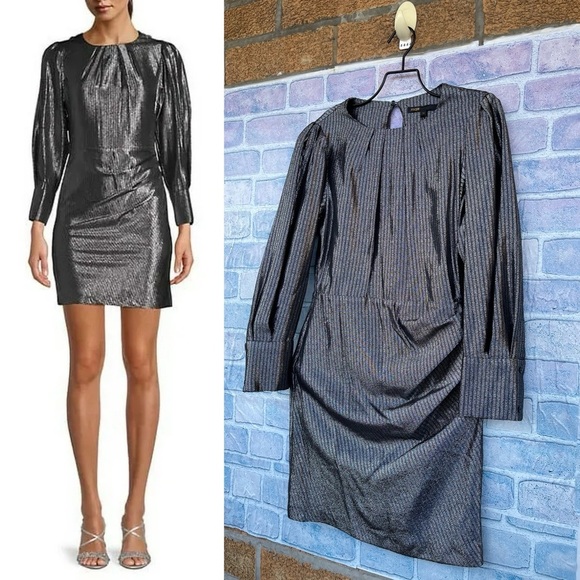 Maje Ralery Mini Dress in Argent Silver size 36/4 - Picture 4 of 16